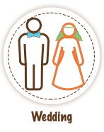 Outline of a bride and groom standing next to each other - Wedding Icon