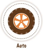 Tire with orange hubcap - Auto Icon
