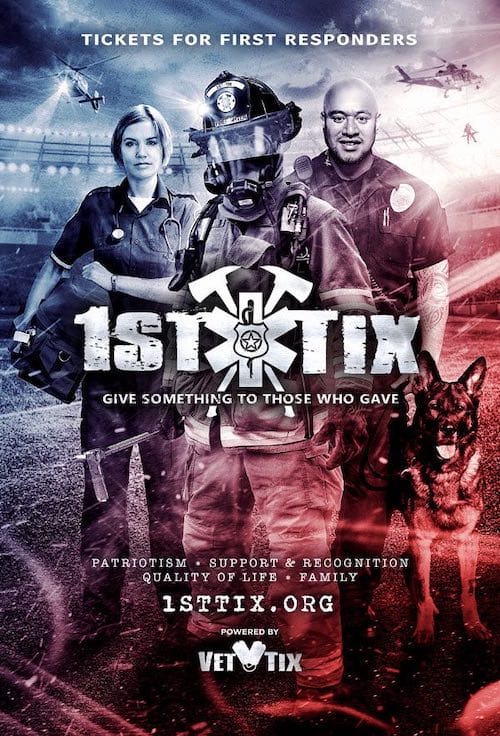 Poster about 1stTix - free and discounted tickets for our first responders.