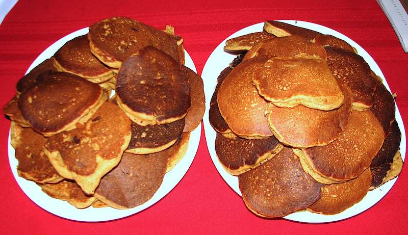 2 platters of homemade pancakes