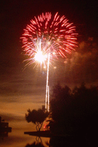 Fireworks over the lake at Gainey Ranch.