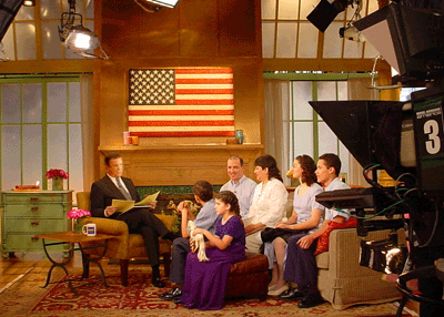 Good Morning America with Economides family on the set.