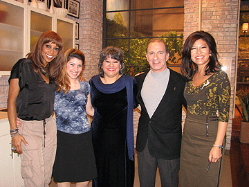 Julie Chen and Holly Robinson Peete on the set of the Talk with Steve, Annette and Abbey Economides.