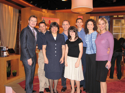 The Economides family on the set of the Mike and Juliet Show - produced by Fox.