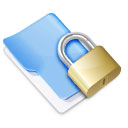 Blue file folder with a lock on it for privacy