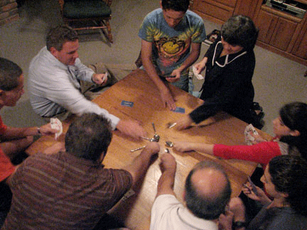 Playing the game of spoons with Craig Day - news anchor.