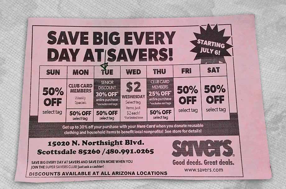 savers thrift store sales day flyer.