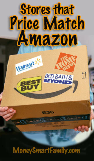 Stores that Price Match Amazon - Amazon Box with store logos on it.