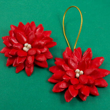 Aunt-Annie's Pointsettia Christmas Ornament made from pumpkin seeds