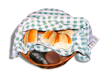 Basket of Biscuits with Hot rocks in the bottom