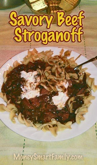 A Simple, Savory Beef Stroganoff Recipe made in the Crockpot! #BeefStroganoff #BeefStroganoffCrockpot #ChunkBeefMainDishRecipe