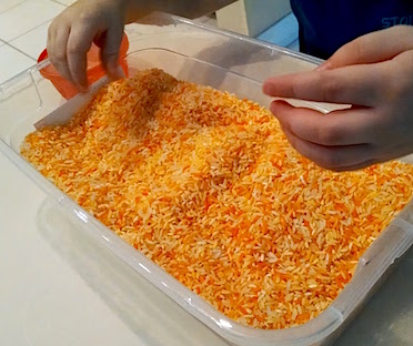 DIY Halloween Party Games, Crafts & Food Ideas for Fun Harvest Festival 6 DIY Sensory Seek and Search game with Candy Corn