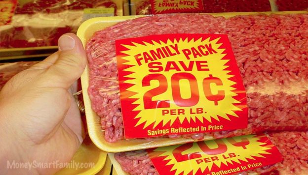 Discounted cheap meat - family sized.