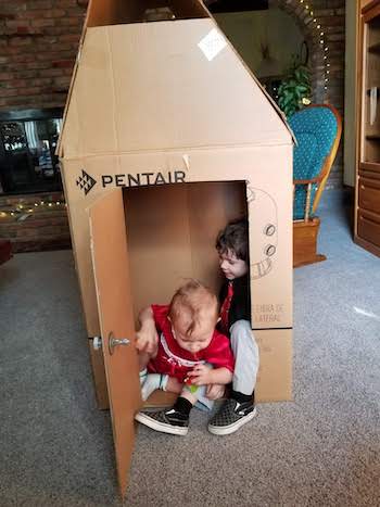 Cardboard playhouse for the kids