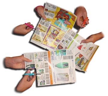 Couponing for Beginners: How to Find & Start Using Coupons 5 3 sets of hands clipping coupons