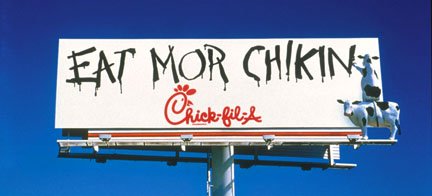 Chick fil A's Cow Appreciation Day 2021: Dress Like A Cow & Get FREE Food 1 Cow appreciation day billboard.