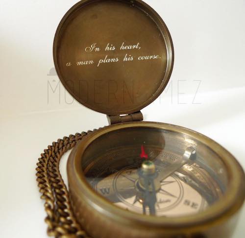 Etsy personalized and engraved antique compass as a retirement gift.