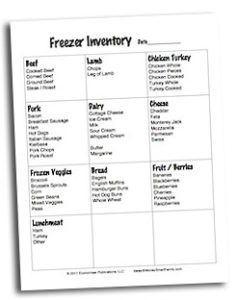 Freezer Inventory Worksheet