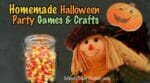 DIY Homemade halloween. A scarecrow, a jar of candy corn and a pumpkin shaped cookie.