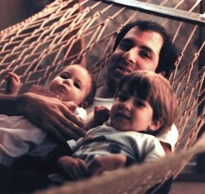 To the Dad 1 Steve with Becky and John in a hammock at a friend's cabin in 1985