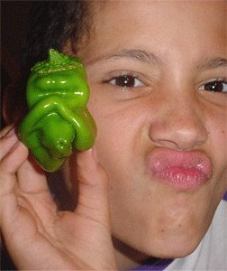 A boy holding a green pepper. #GardenBellPepper #GardeningInterestingHobby #GardeningHobby #ChildGardening