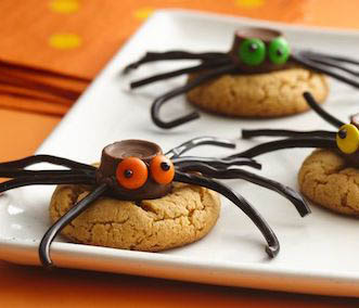 DIY Halloween Party Games, Crafts & Food Ideas for Fun Harvest Festival 10 Halloween spider cookies with licorice legs.