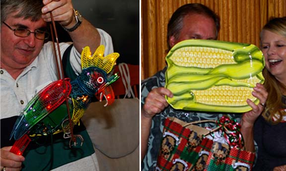 Fun Family Tradition Examples: For the Holidays and The Whole Year 3 Robot parrot and corn plate white elephant gifts.