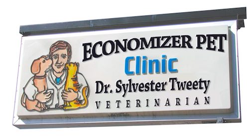 Pets on a Budget - Ultimate Guide to Caring For Pets for Less 5 Economiser Pet Clinic Sign.