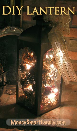 10 Stunning & Fun, Budget-Friendly DIY Christmas Craft Ideas 15 Decorative Lantern with Painted Pinecones & Twinkle Lights.