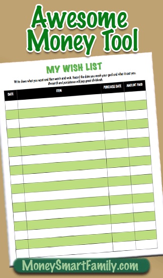 Free Kids Wish List | Awesome Money Training Tool & Parenting Resource 1 Free wish list for kids goal setting.