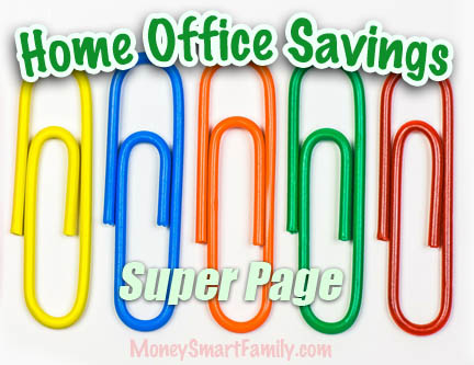 Home office supply savings tips on colorful paperclips and more.