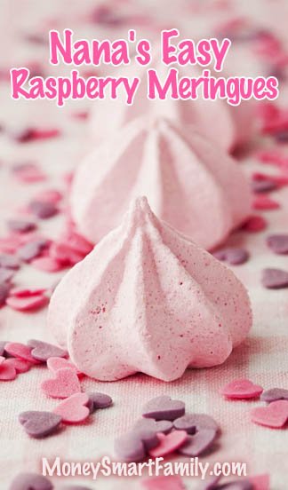 Light fluffy pink meringue cookie recipe! So Easy! #MeringueCookies #RaspberryMeringueCookies #MeringueDessert #RaspberryDessert