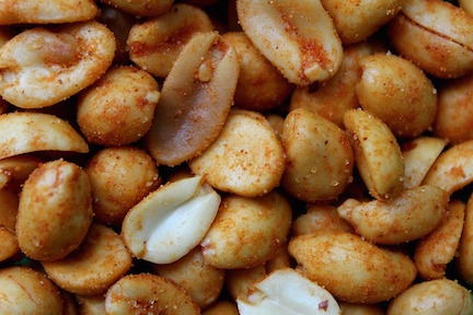 Seasoned peanuts for a snack.