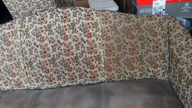 Homemade DIY Carpet Cleaning Solution Recipes w/ Dawn & Peroxide & Copycat Rug Doctor 6 A couch that is partially cleaned with a spotting solution of Dawn and Hydrogen Peroxide.