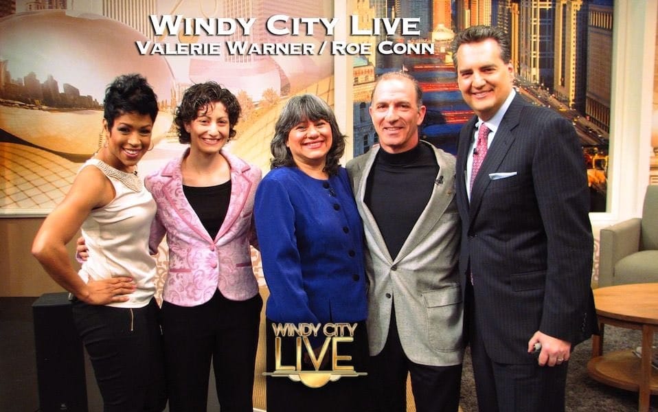 Steve & Annette Economides with daughter Becky on the Windy City Live set with Valerie Warner and Roe Conn