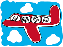 A child's drawing of an airplane.