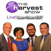 The Harvest Show - hosts and logo.