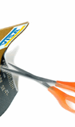 Scissors flying toward a scared credit card.