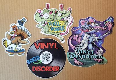 4 free stickers from Vinyl Disorder.