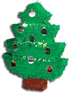 10 Stunning & Fun, Budget-Friendly DIY Christmas Craft Ideas 11 A green Christmas Tree Pinata with blue and red ornaments.