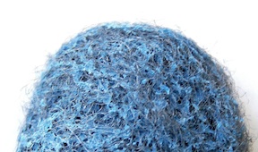 A blue steel wool soap pad.