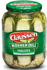 Claussen Pickle Jar - full of pickles.
