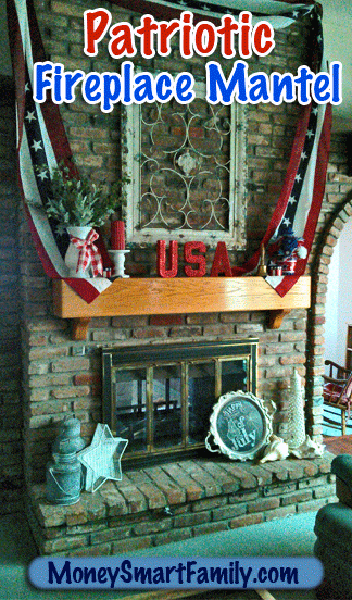 A Beautiful Patriotic Mantel for the Summer Months. Great for Memorial Day, 4th of July, and Labor Day!